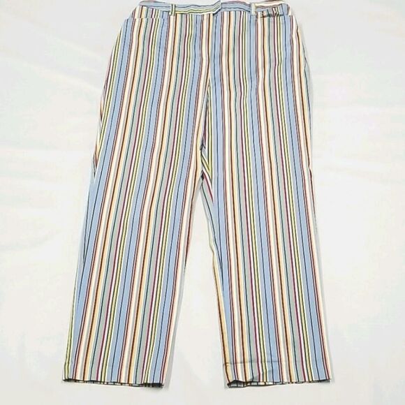 Sag Harbor Pants Women's Size 12 Petites Striped Side Pockets Zip Closure - Picture 1 of 7